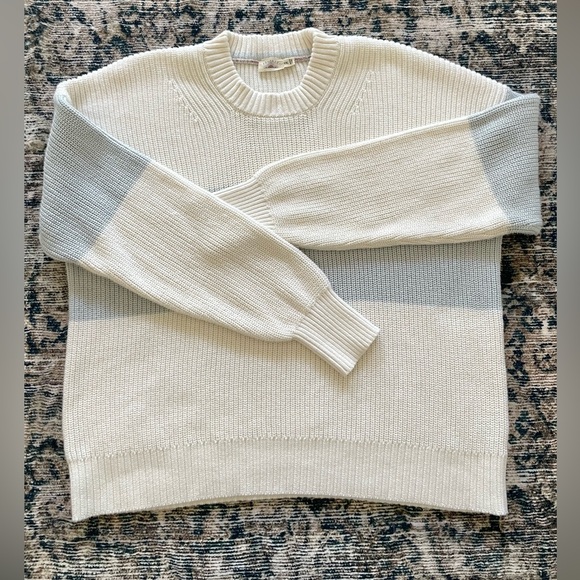 Faherty Sunwashed Cotton Fisherman Sweater Sea Salt Stripe XXL - Picture 4 of 11